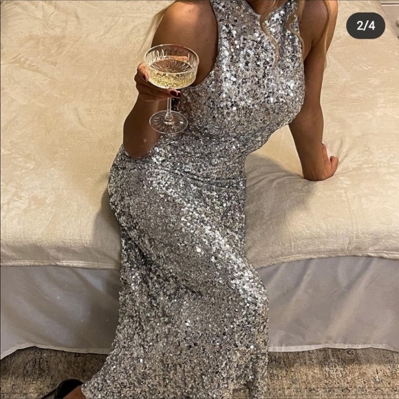 LAST NWT ZARA SILVER SEQUIN DRESS - Picture 7 of 15